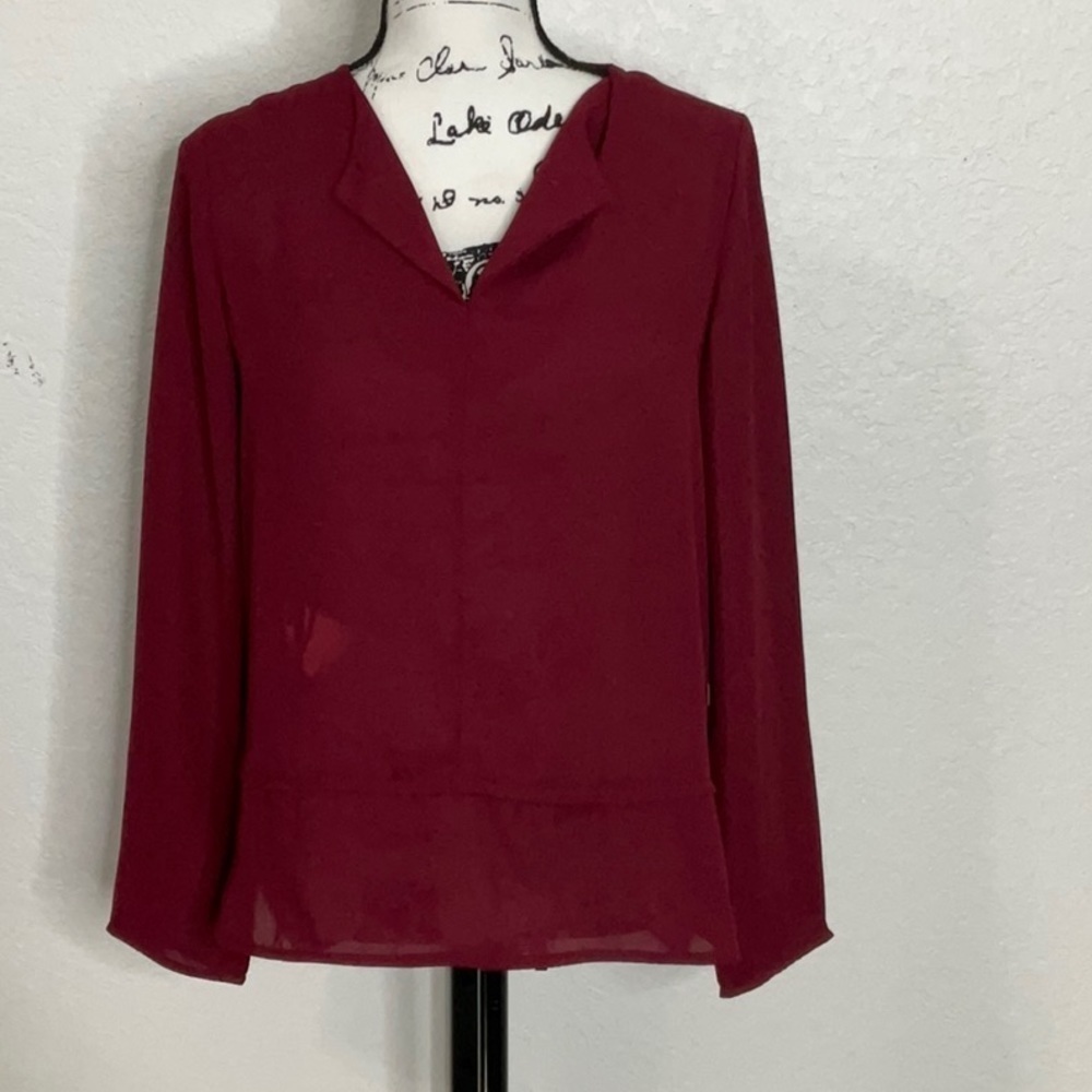 235- Harlow & Graham NWT Maroon 3/4 Sleeve Size XS